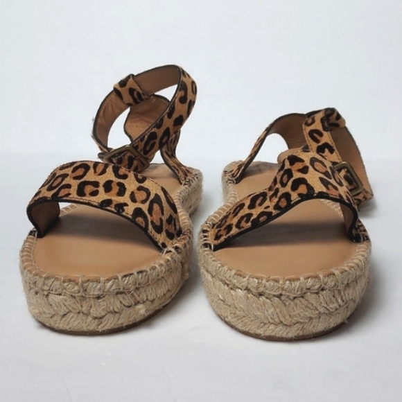 Soludos Flatform Cadiz Sandals in Leopard Calf Hair Platform Espadrilles Size 11 - Picture 3 of 16